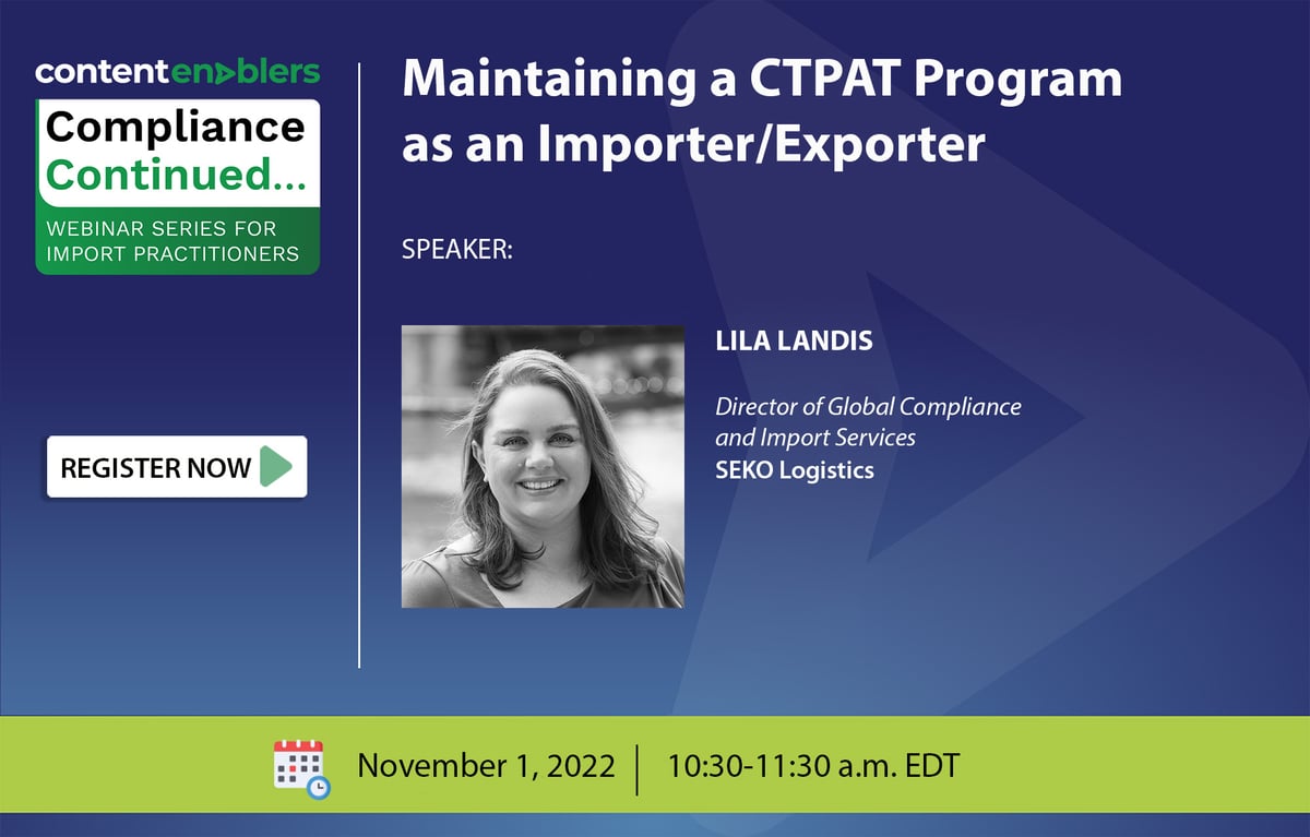 Landis CTPAT Webinar Narrow Banner Nov 2022 with button